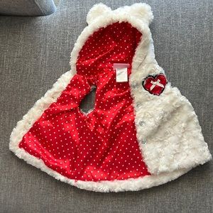 Mini mouse Fuzzy hooded vest with ears